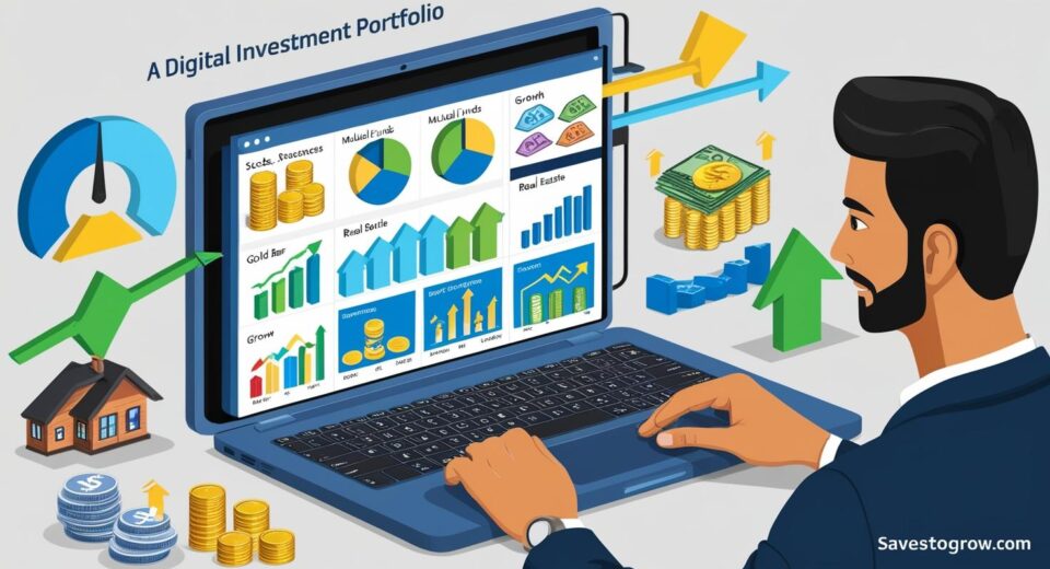 Indian investor organizing a digital portfolio