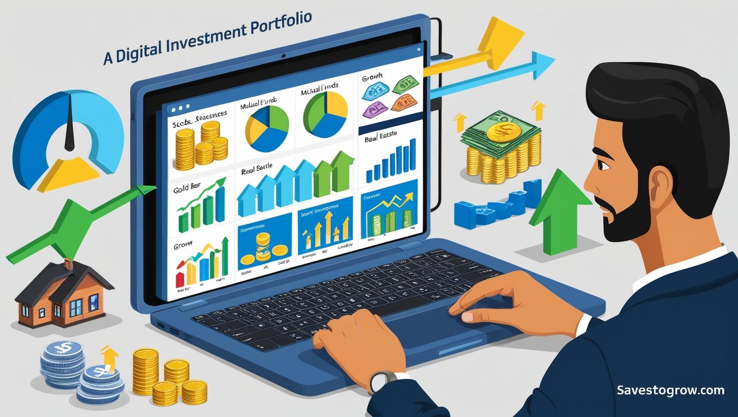 Indian investor organizing a digital portfolio