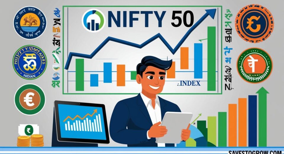 Nifty 50 logo or index chart with rising lines