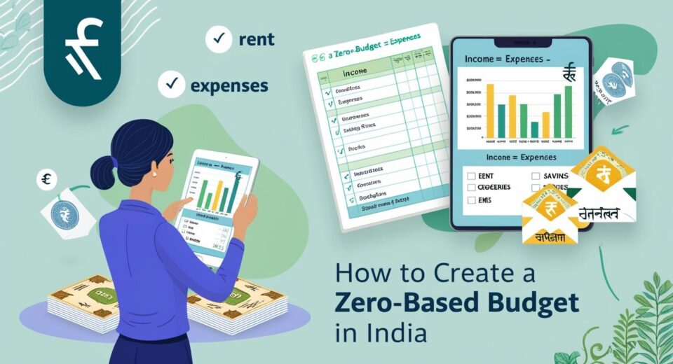 a person organizing income and expenses using a notebook or budgeting app  with sections labeled “Income = Expenses