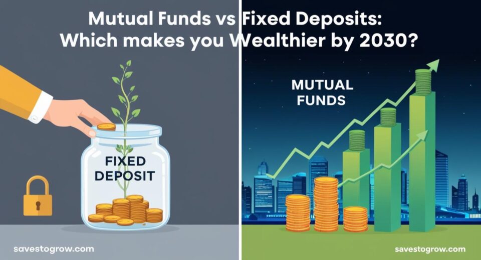 a person placing money into a glass jar labeled “Fixed Deposit”
