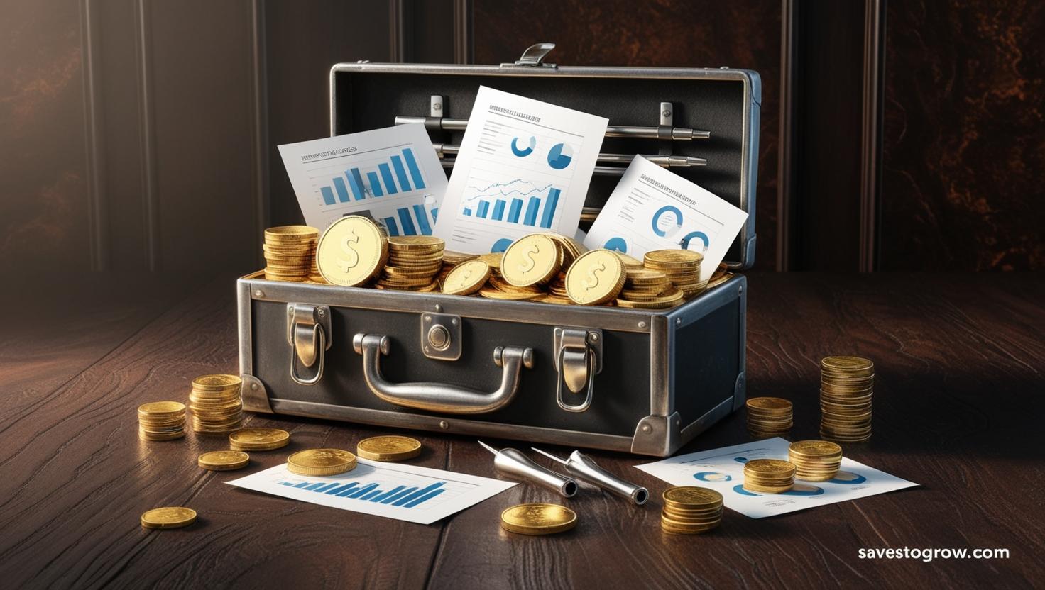 coins graphs and investment icons