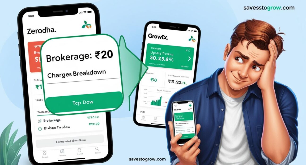 indian stock trading app interface (Zerodha Groww or Upstox style)