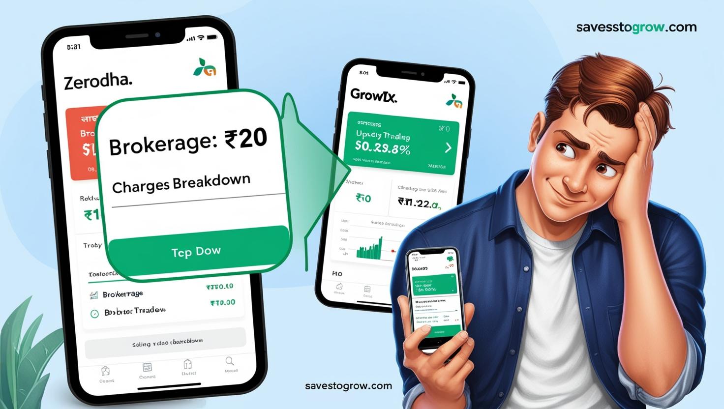 indian stock trading app interface (Zerodha  Groww  or Upstox style)