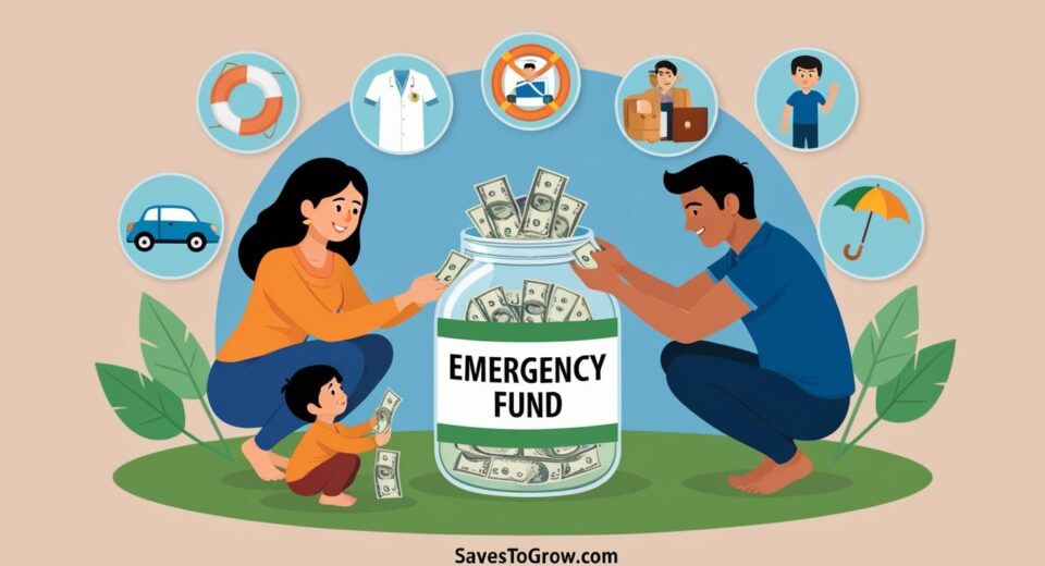 individual or family placing money into a Emergency Fund jar