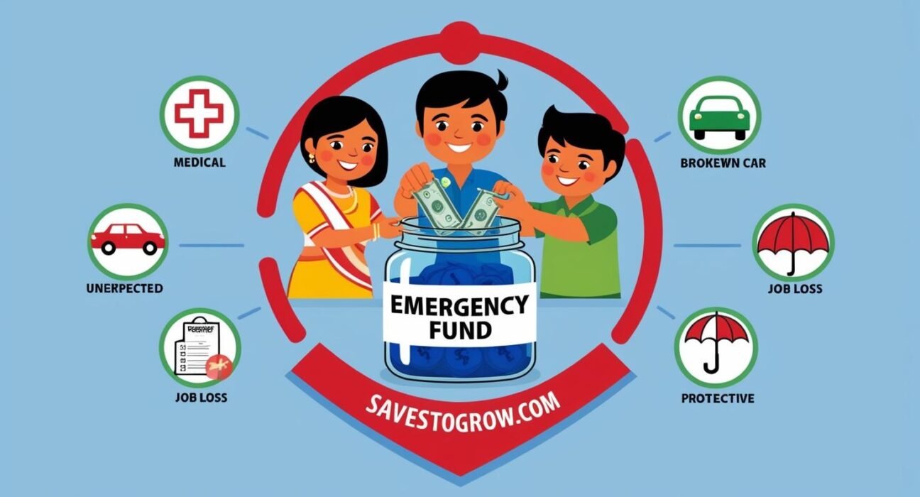 individual placing money into a clearly labeled “Emergency Fund”