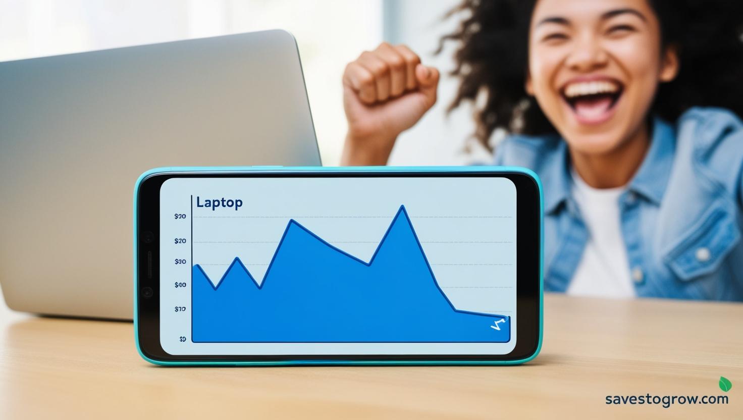 mobile screen showing a downward price trend