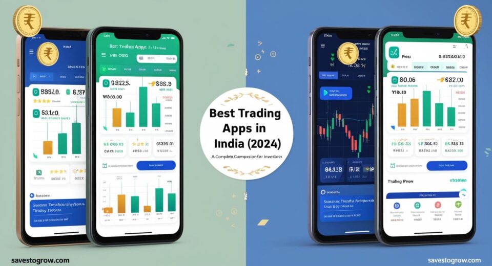 modern smartphone or tablet screen with multiple trading app icons