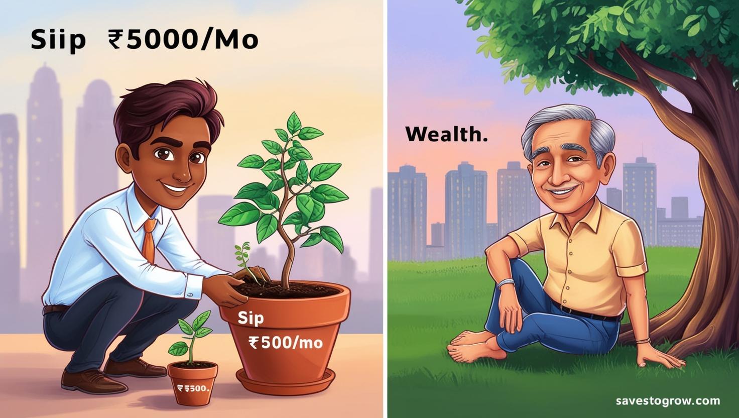 money plant in a pot labeled “SIP ₹500
