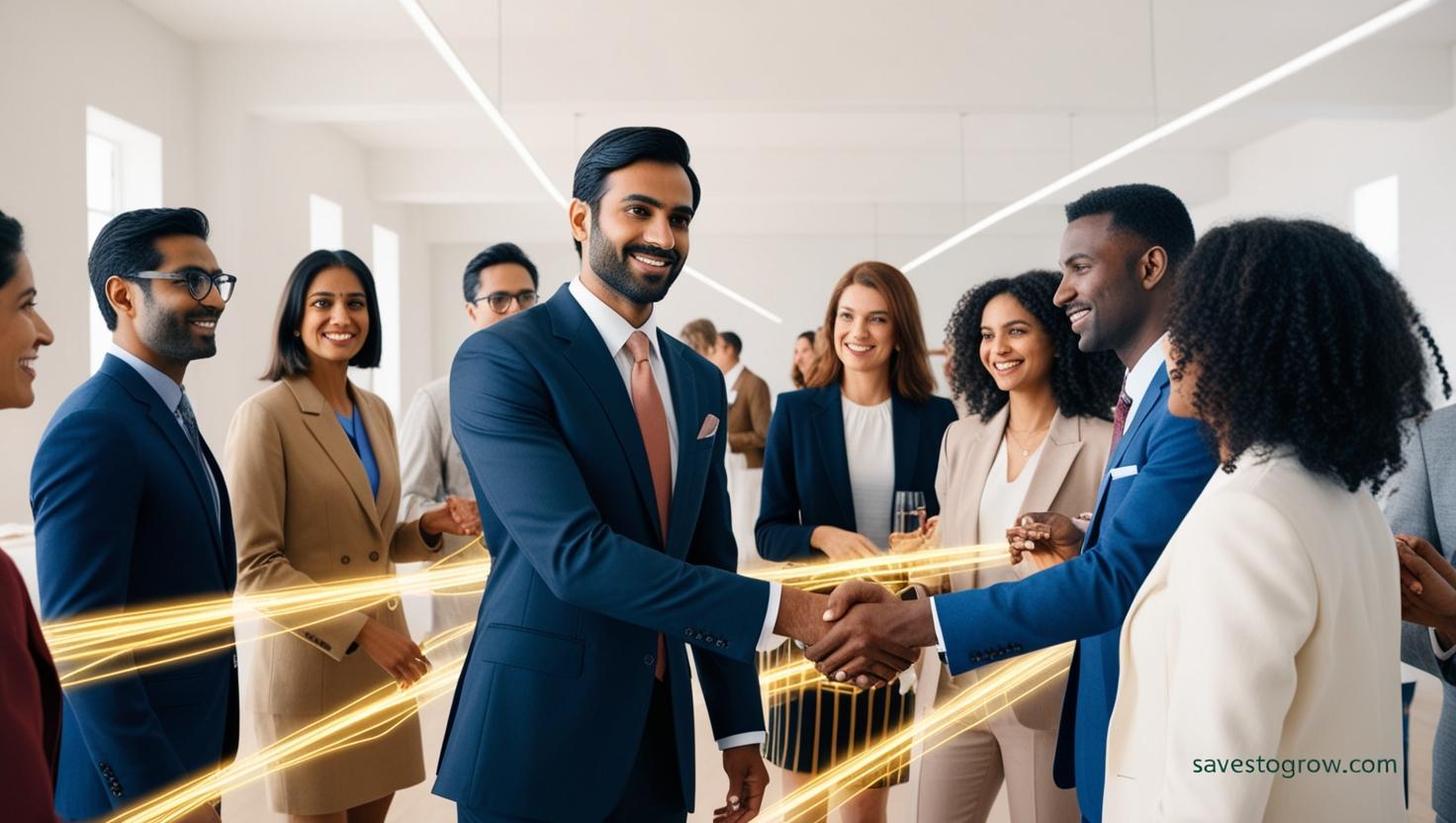 professional shaking hands with diverse people