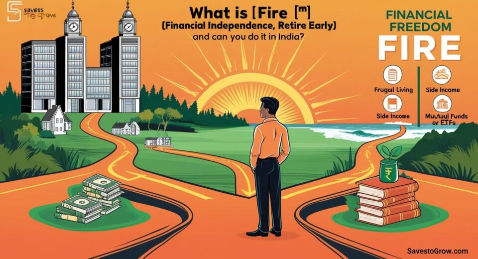 professional standing at a crossroads  one path leads to a clock and office buildings