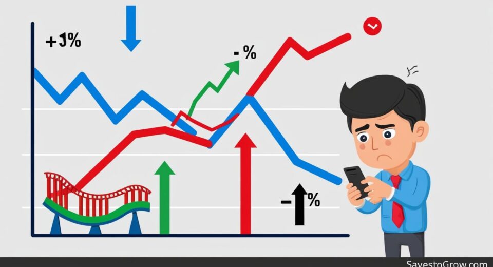 stock market graph with sharp ups and downs symbolizing volatility