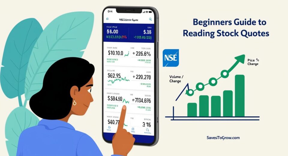 stock quote screen with data points like stock price