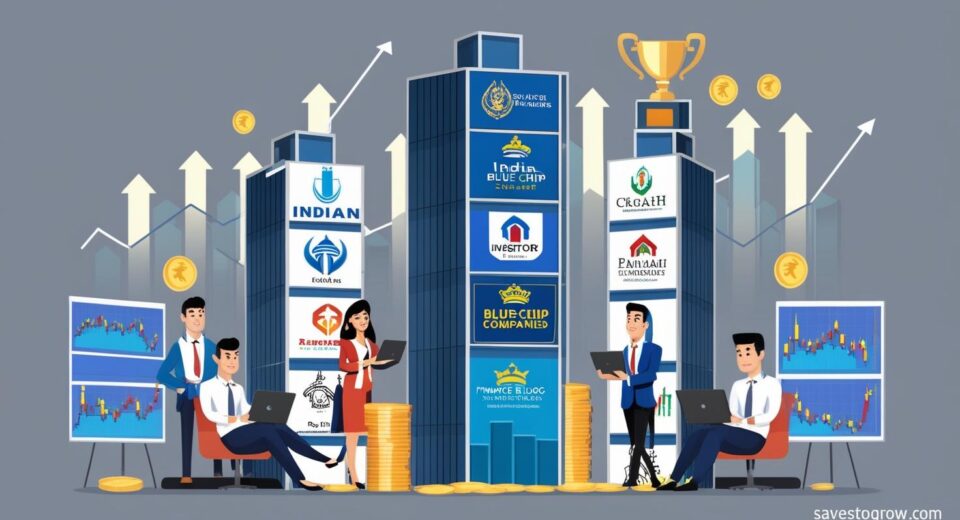 table looking buildings labeled with popular Indian blue chip companies