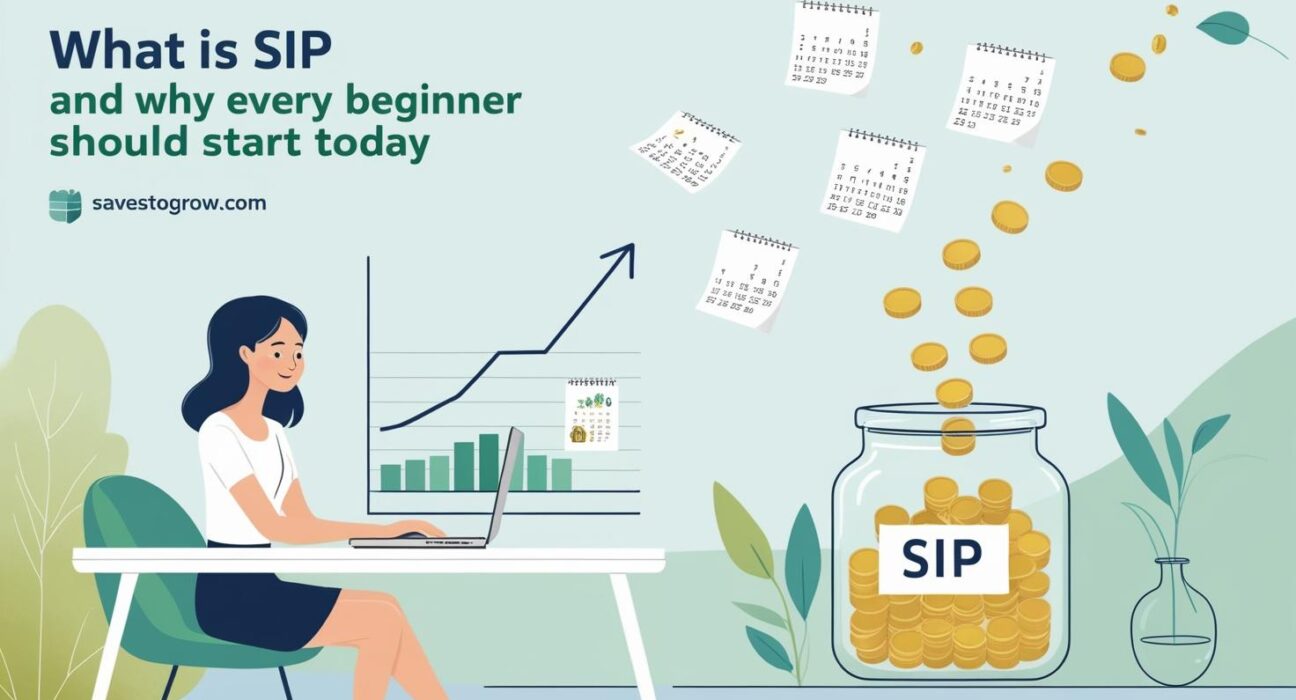 young person sitting at a desk with a laptop looking at a graph showing steady upward growth