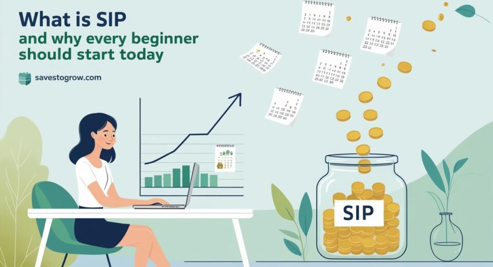 young person sitting at a desk with a laptop  looking at a graph showing steady upward growth
