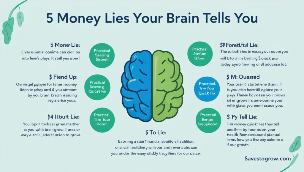 5 Money Lies Your Brain Tells You” with quick fixes