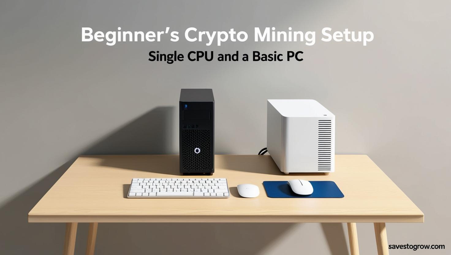 A beginner crypto mining setup using just a CPU and basic PC (minimalist workspace)