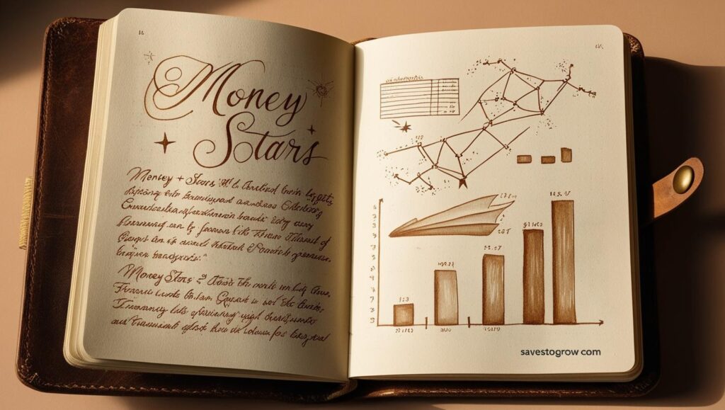 A journal open to a “Money + Stars” entry