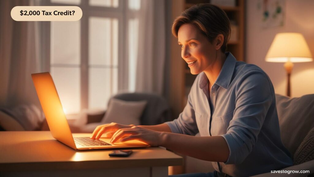 Attending an online course at home with the caption $2000 Tax Credit