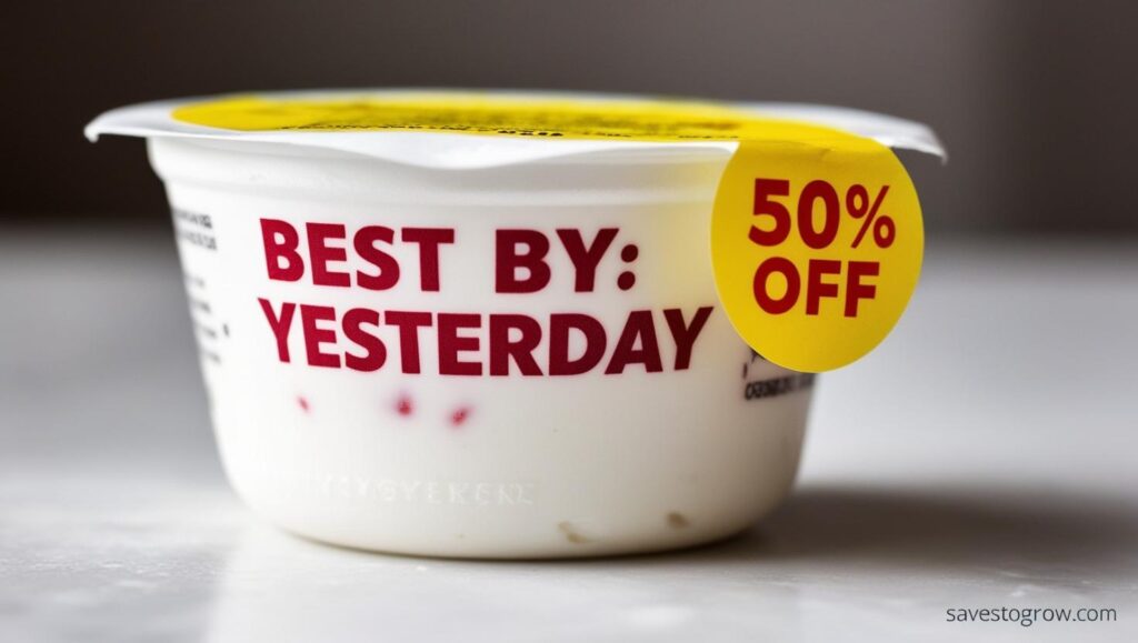 Best By Yesterday” with a “50% Off” sticker