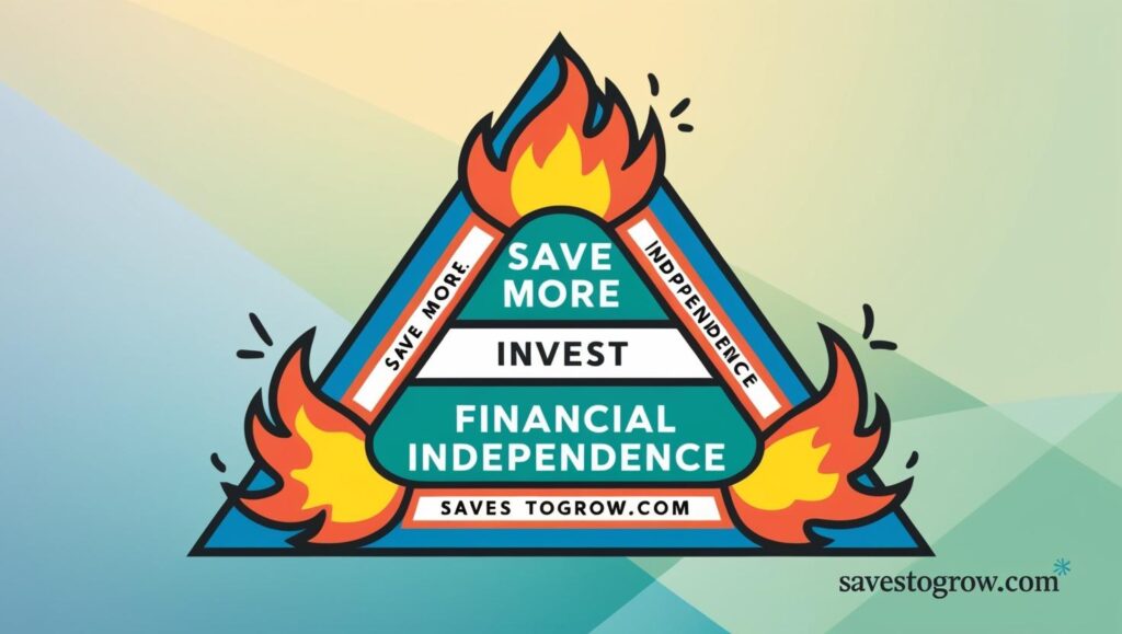 FIRE triangle Save More → Invest → Financial Independence