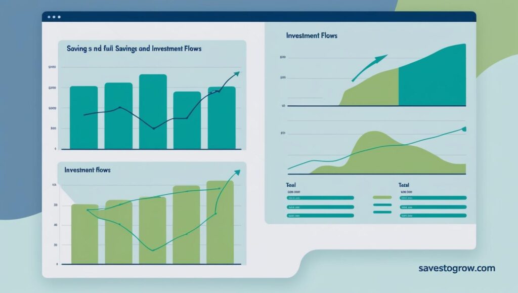 automation dashboard showing savings and investment flows without manual input