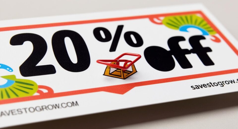 coupon labeled “20% OFF” with a trap hidden underneath it