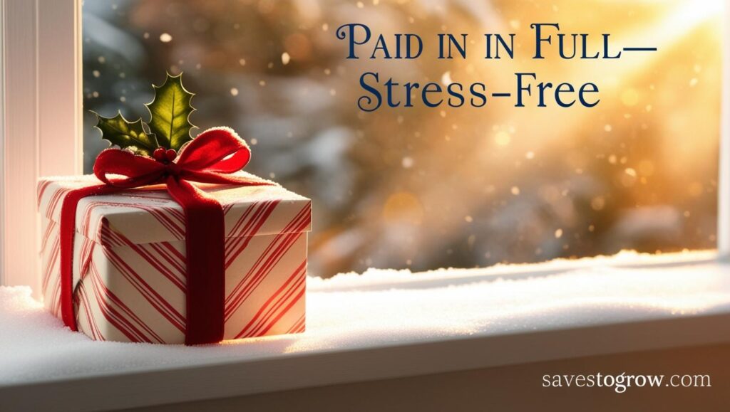 gift box and the caption “Paid in full—stress free