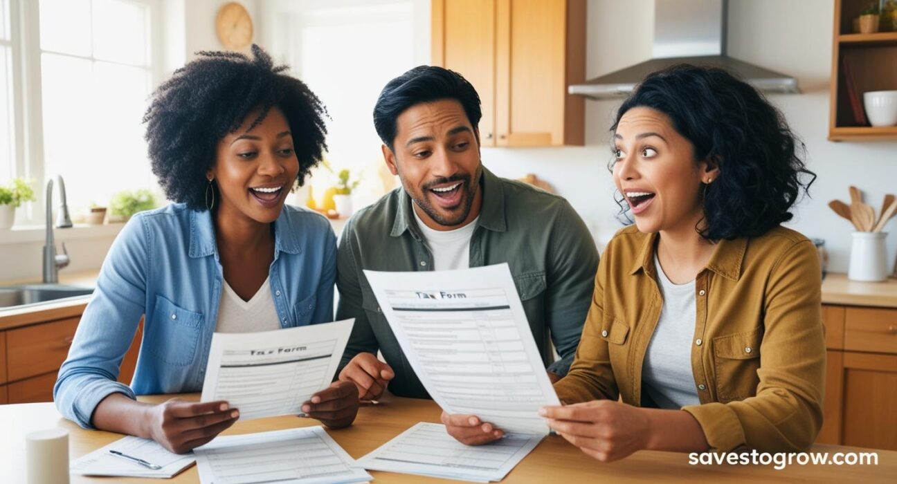 normal middle class couple looking surprised and hopeful