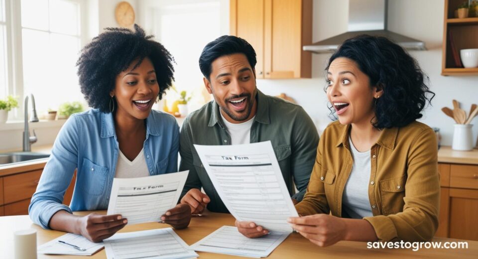normal middle class couple looking surprised and hopeful
