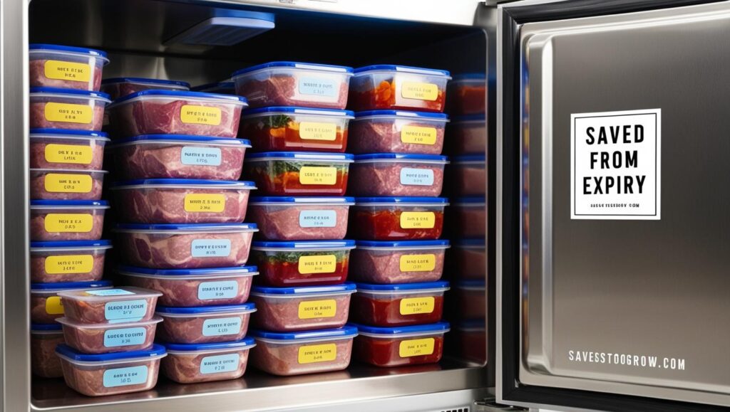 portioned meat and meals titled “Saved from Expiry”