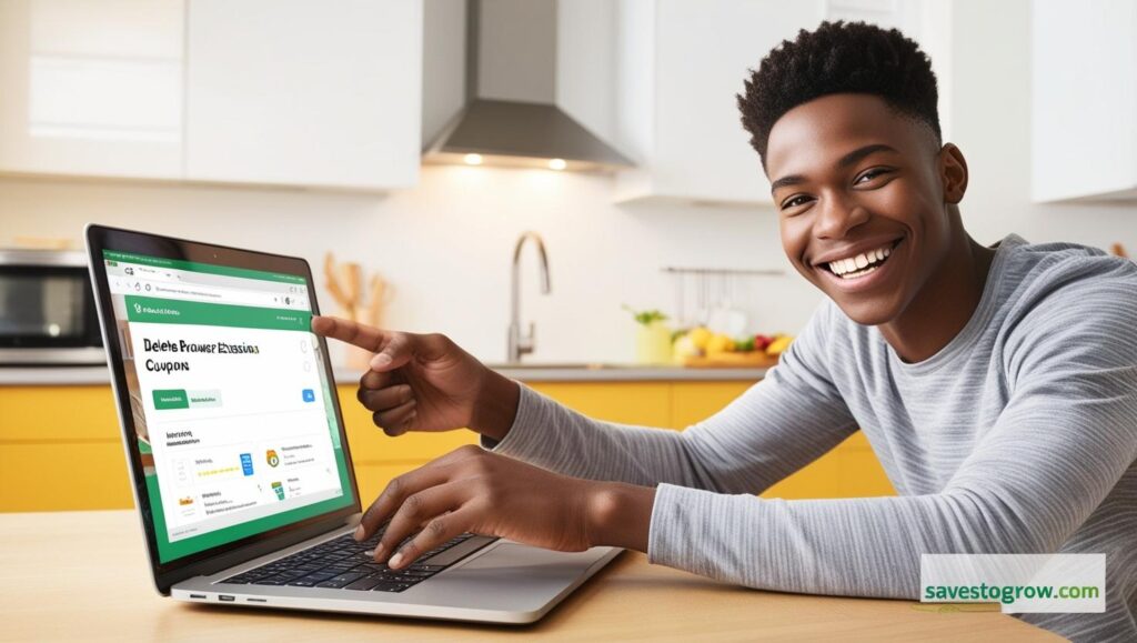 shopper happily deleting coupon extensions and using a price tracker instead