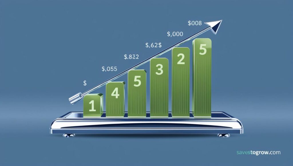 time machine dashboard showing years and dollar values accelerating upward