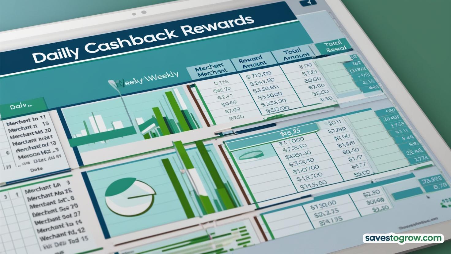 visual of a spreadsheet tracking daily weekly rewards
